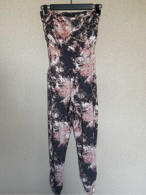 Full Circle Trends Tie-Dye High Waist Jumpsuit  Pink Gray Black Size Medium